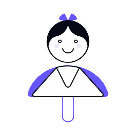 Cute cartoon girl with a pointer on a white background. Vector illustration.のイラスト素材