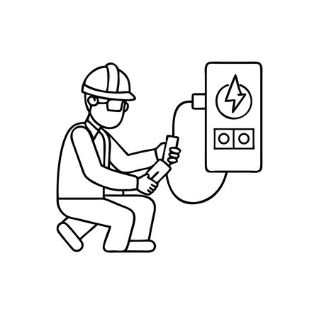 afro man worker with helmet and documents over white background, vector illustrationのイラスト素材