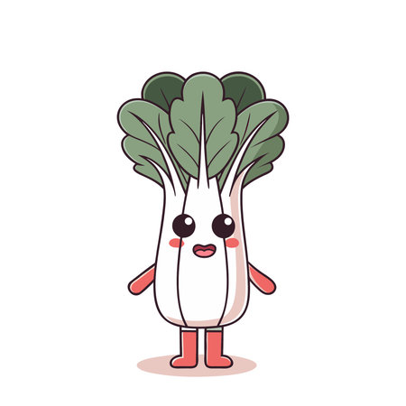 kawaii kawaii bok choy cartoon vector illustrationのイラスト素材