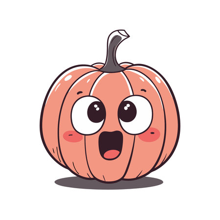 Funny cartoon pumpkin character. Vector illustration. Isolated on white background.のイラスト素材