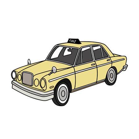 Taxi car icon. Cartoon illustration of taxi car vector icon for webのイラスト素材