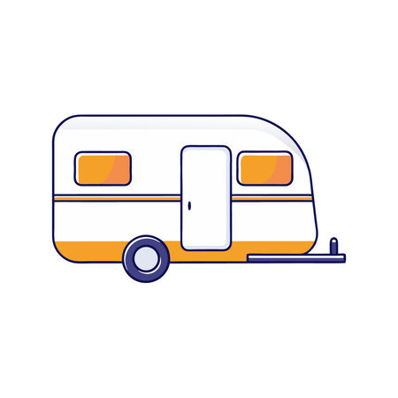 camping trailer icon over white background. colorful design. vector illustrationのイラスト素材