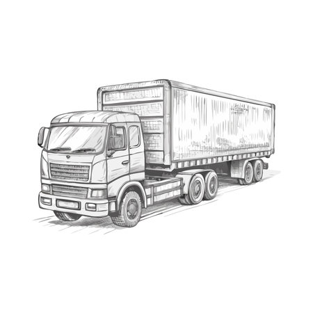 Truck. Hand drawn vector illustration isolated on white background. Sketch style.のイラスト素材