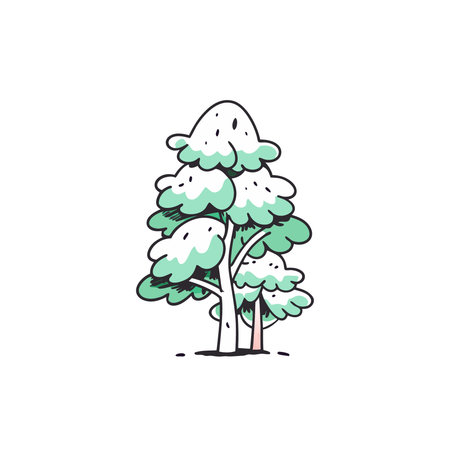 Vector hand drawn doodle illustration of pine tree. Isolated on white background.のイラスト素材