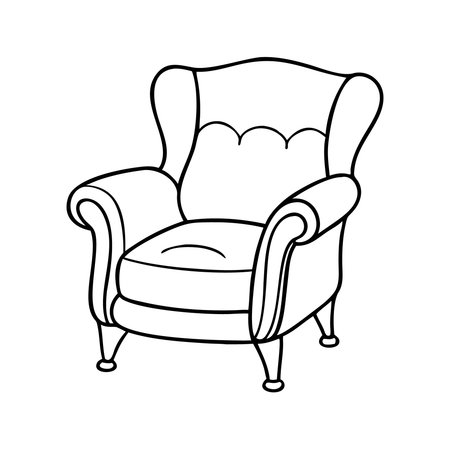 Armchair isolated on white background. Vector illustration in outline style.のイラスト素材