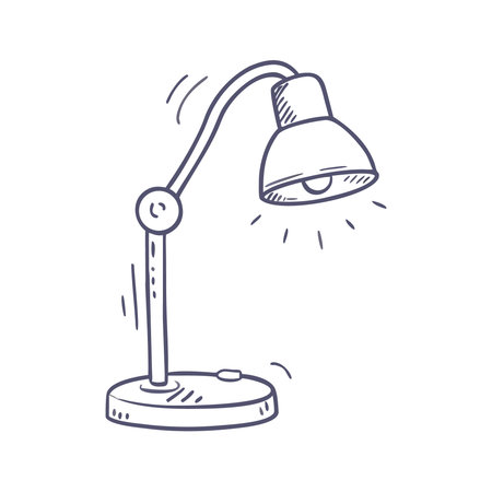 Table lamp. Isolated on white background. Vector illustration in sketch style.のイラスト素材