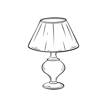 Table lamp. Vector illustration in doodle style isolated on white background.のイラスト素材