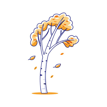 Autumn tree isolated on white background. Vector illustration in cartoon style.のイラスト素材