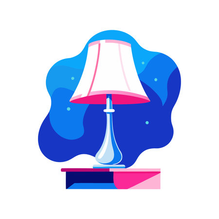 Table lamp on a blue background. Vector illustration. Flat design.のイラスト素材