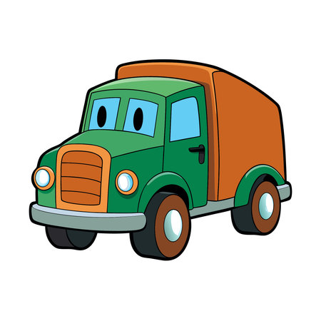 Vintage truck icon in cartoon style on a white background vector illustrationのイラスト素材