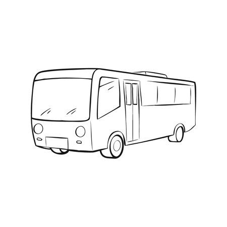 bus doodle vector icon. Drawing sketch illustration hand drawn line.のイラスト素材