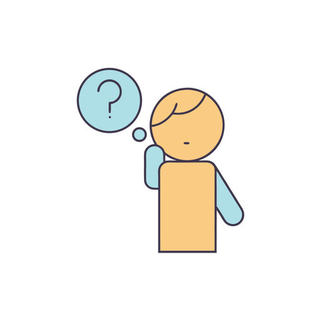 Man with question mark icon. Flat color design. Vector illustration.のイラスト素材