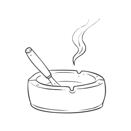 Cigarette in ashtray. Hand drawn vector illustration.のイラスト素材