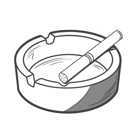 Cigarette in ashtray. Isolated on white background. Vector illustration.のイラスト素材