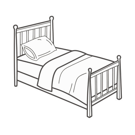 Vector illustration of a single bed. Isolated on white background.のイラスト素材