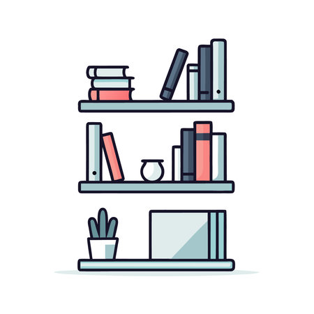 Bookshelf with books. Vector illustration in flat design style.のイラスト素材