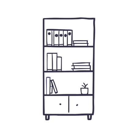 Bookshelf line icon. Vector illustration of a bookcase.のイラスト素材