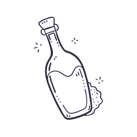 Hand drawn doodle sketch of a bottle of wine. Vector illustrationのイラスト素材