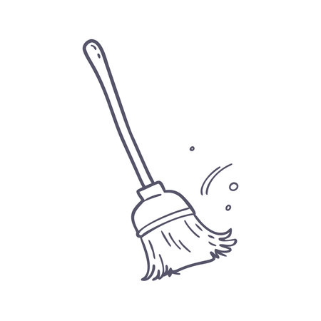 Broom doodle icon. Cleaning service. Vector illustrationのイラスト素材