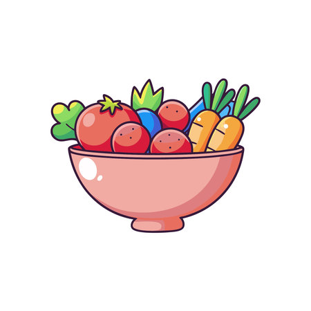 Vegetables in a bowl. Vector illustration in cartoon style.のイラスト素材