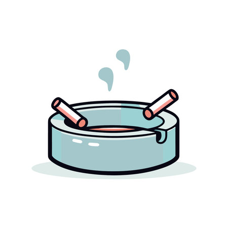 Cigarette in ashtray icon. Flat style vector illustration.のイラスト素材