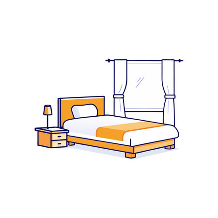 Bedroom vector illustration in flat design style. Bedroom furniture.のイラスト素材