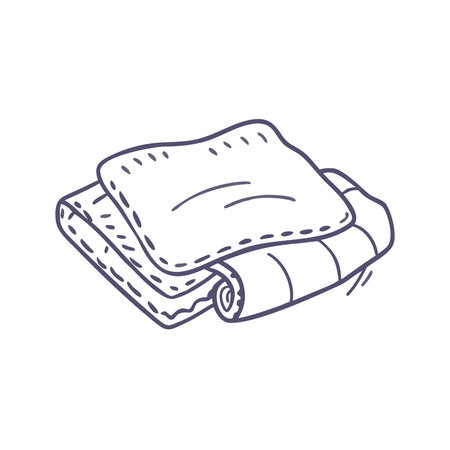 Folded towel doodle icon. Hand drawn vector illustration.のイラスト素材