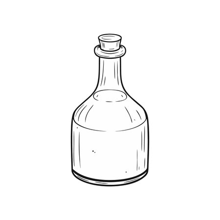 Vodka bottle. Hand drawn vector illustration of a bottle of vodka.のイラスト素材