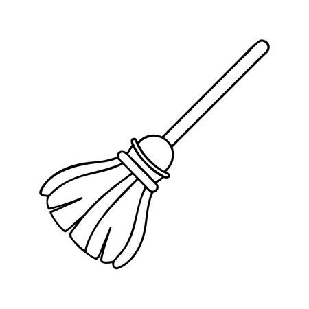 broom icon over white background, vector illustration. line style designのイラスト素材