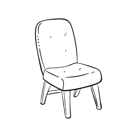 Hand drawn chair. Vector illustration in doodle style. Isolated on white background.のイラスト素材