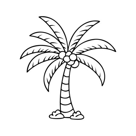 palm tree icon over white background, line style, vector illustrationのイラスト素材