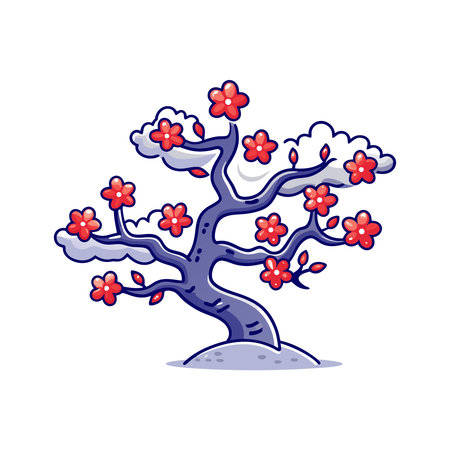 Cherry blossom tree. Vector illustration. Isolated on white background.のイラスト素材