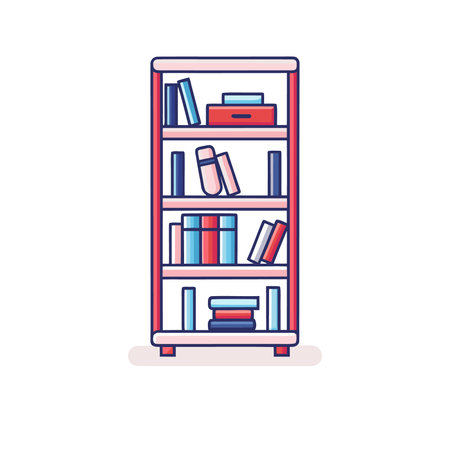 Bookshelf with books icon over white background colorful design vector illustrationのイラスト素材