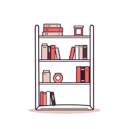 Bookshelf with books. Vector illustration in flat design style.のイラスト素材