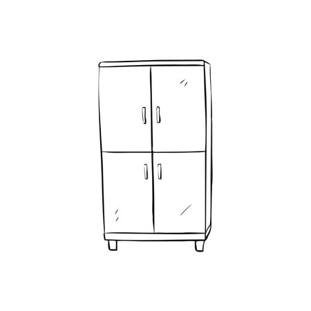 Cupboard. Furniture. Vector illustration in doodle style.のイラスト素材