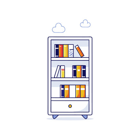 Bookshelf with books in flat design style. Vector illustration.のイラスト素材
