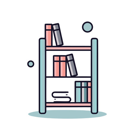 Bookshelf with books icon. Flat design. Vector illustration.のイラスト素材