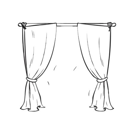 curtains interior design sketch. curtains. interior textiles.のイラスト素材