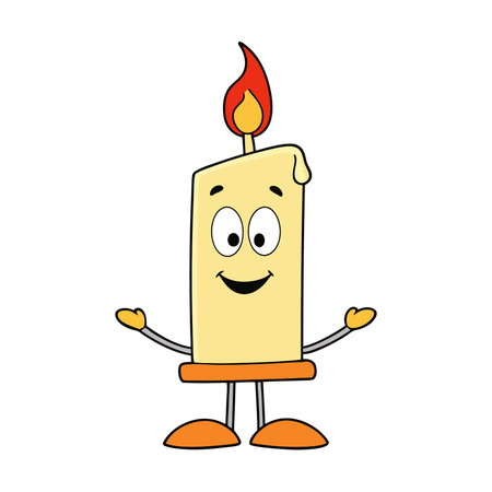 candle flame happy kawaii character icon vector illustration designiconのイラスト素材