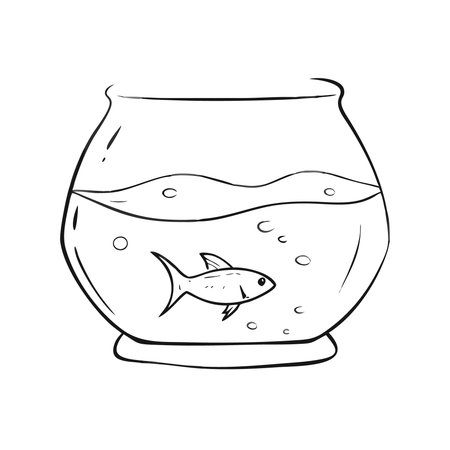 Fish in aquarium. Vector illustration of a fish in a bowl.のイラスト素材