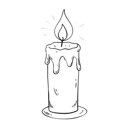 Candle icon in outline style isolated on white background. Religion symbol stock vector illustration.のイラスト素材