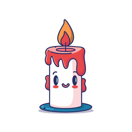 Candle character. Cute cartoon kawaii vector illustration.のイラスト素材