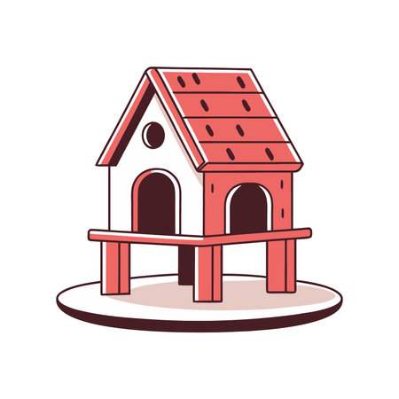 Dog house icon. Cartoon dog house vector icon for web design isolated on white backgroundのイラスト素材