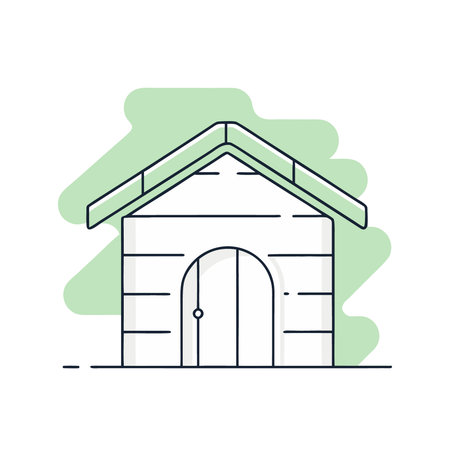 Dog house flat line icon. Vector illustration of dog house on white background.のイラスト素材