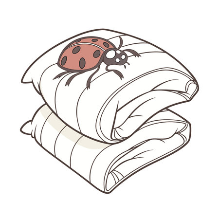 Illustration of a pillows and ladybug on a white backgroundのイラスト素材