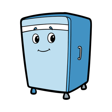 Cartoon fridge isolated on white background. Vector illustration of refrigerator.のイラスト素材