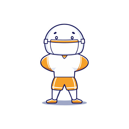 Cute american football player wearing medical mask. Vector illustration.のイラスト素材