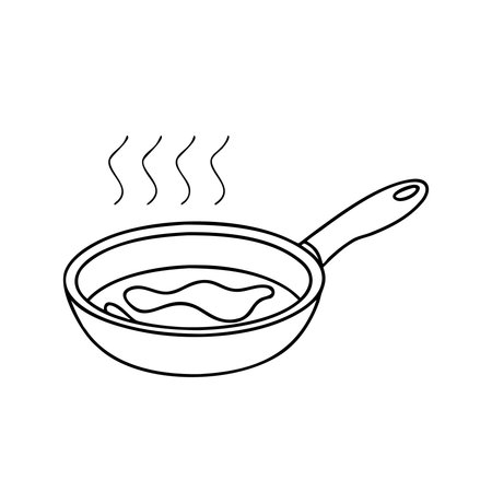 saucepan icon over white background, line style, vector illustrationのイラスト素材