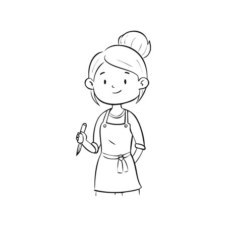 Cute cartoon chef. Vector illustration of a cook with a brush.のイラスト素材