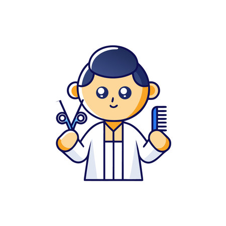 Man hairdresser with scissors and comb. Vector illustration.のイラスト素材